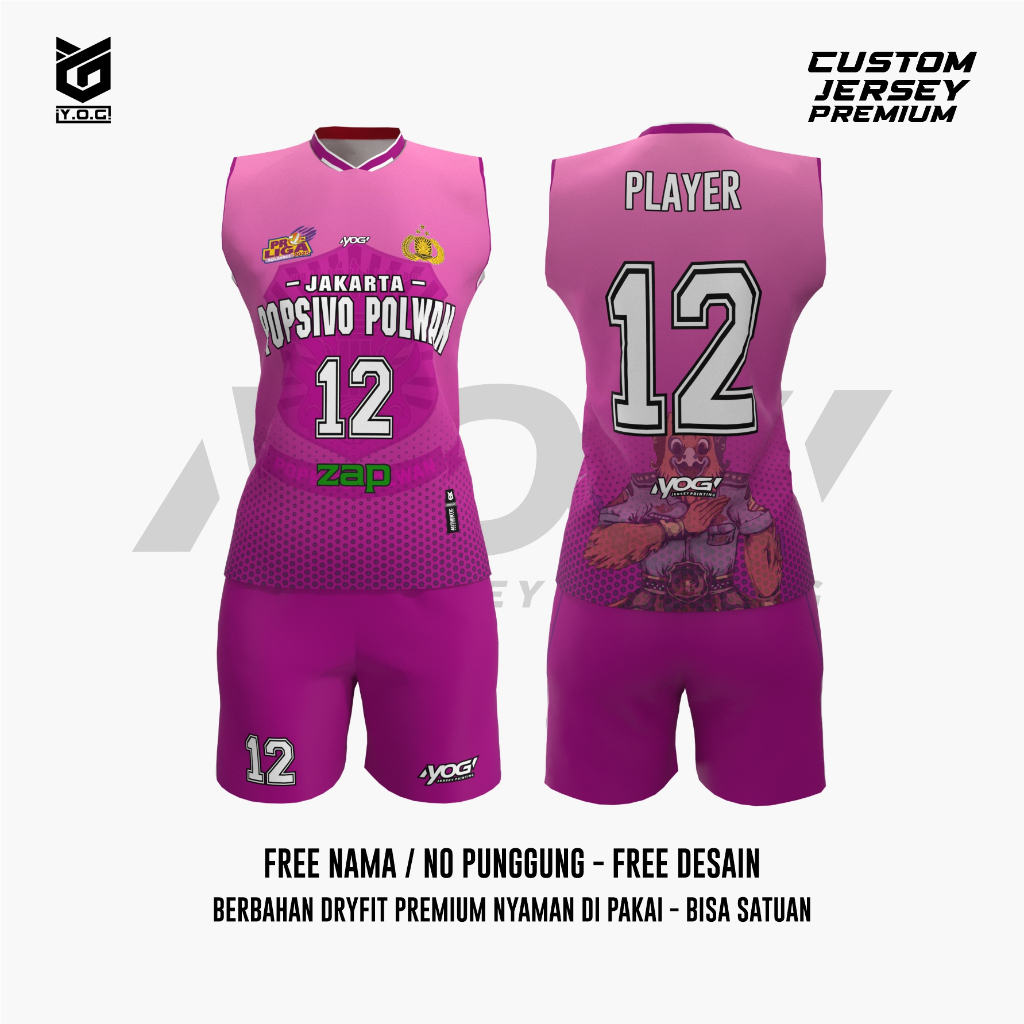 JERSEY TANDING POPSIVO (PINK) PROLIGA 2025 PREMIUM - PREORDER [ BISA CUSTOM NAMA & NOMOR  | BAJU VOL