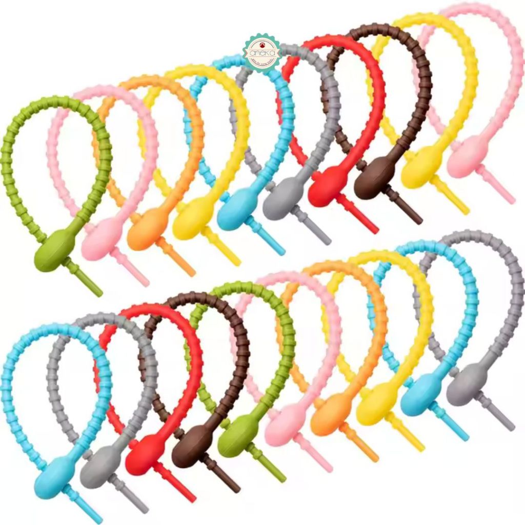 

ANEKA - [5PCS] Gantungan Kunci Tas / Mobil / Pengikat Karet Fleksible Warna / Silicone Cable Ties Reusable Colorful