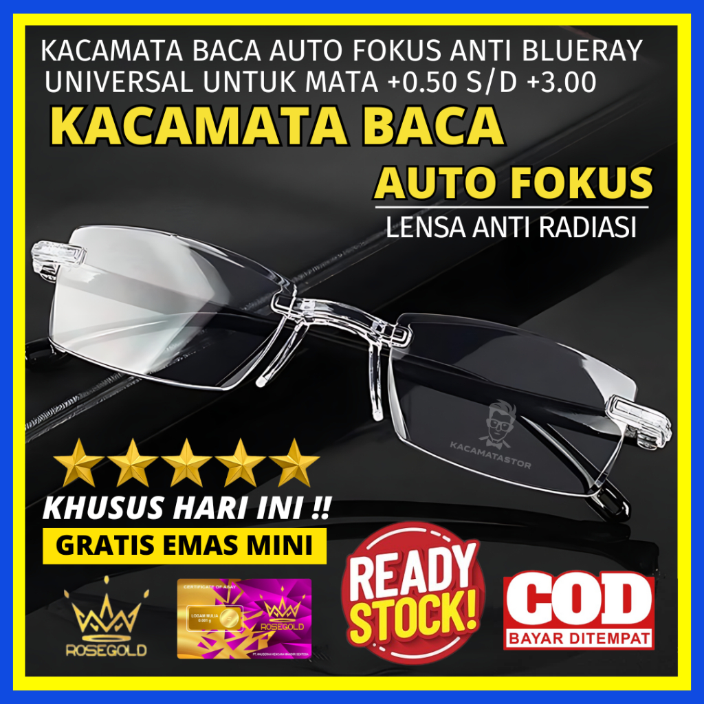 Kacamata Baca Plus Super Auto Fokus Anti Radiasi Blueray Kaca mata Wanita Pria