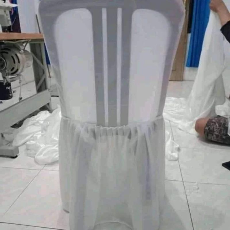sarung kursi plastik  bulat putih polos