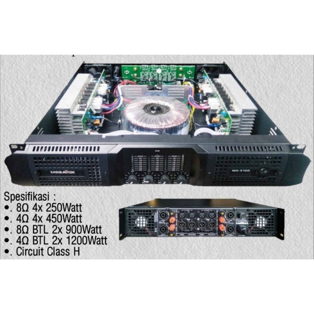 POWER AMPLIFIER MEGAVOX MA4100 / MA 4100 – ORIGINAL – 4 CANEL