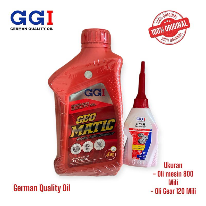 Oli GGI Geo Matic 10W30 800 ML & GGI Gear Oli 120 ML (paket oli matic) Best Seller