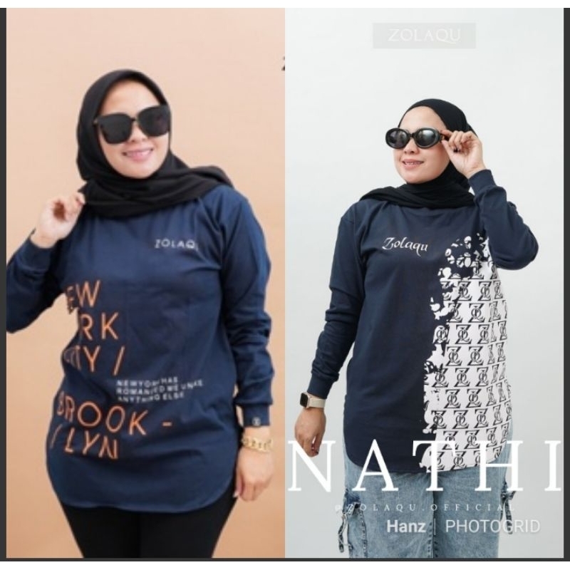Kaos ZOLAQU Original Terbaru- Semi Tunik - Bodi Oval- Ser warna Navy
