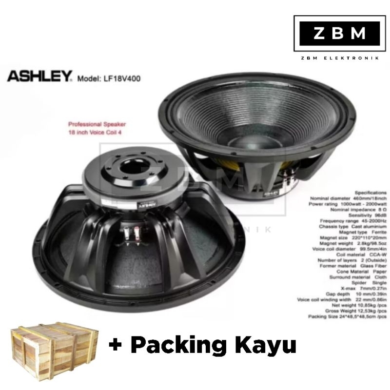 Speaker Komponen ASHLEY LF18V400 LF18 V400LF 18 V 400 ORIGINAL 18 INCH 18V400