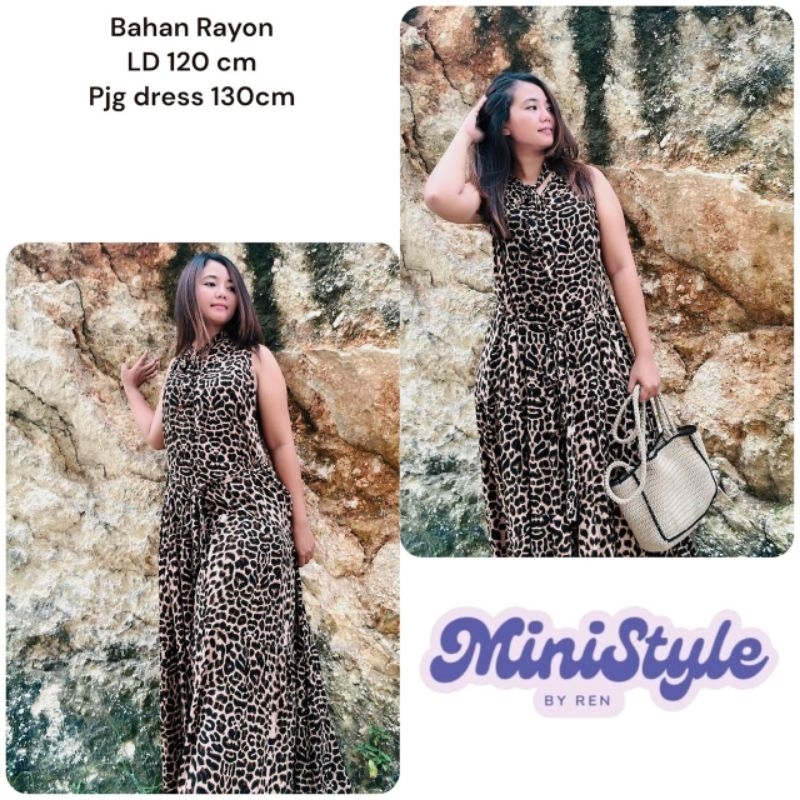 Long Dress Leopard dress panjang motif macan, Dress LD 110 LD 120