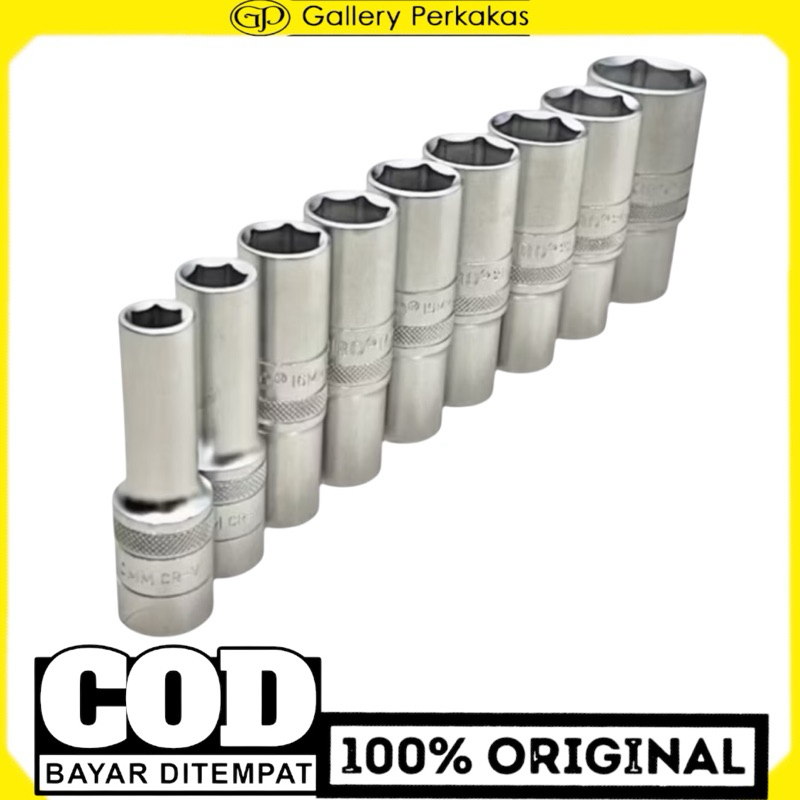 Tekiro Mata Sock Panjang 22 - 32 mm 1/2 Inch 6PT Kunci Sok Deep Wall