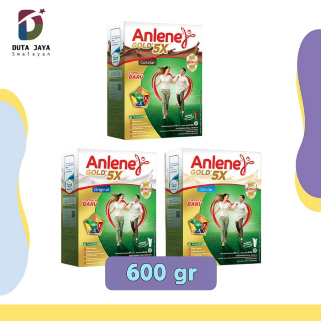 

Anlene Gold 5X Susu Bubuk Nutrisi Lansia Tulang, Sendi, Otot Rasa Cokelat, Vanilla, Original 600 Gram