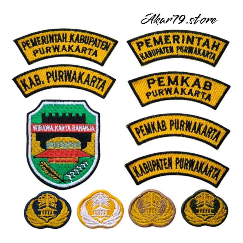 BORDIR BADGE EMBLEM ATRIBUT SERAGAM PNS ASN KORPRI LOGO LOKASI KABUPATEN PURWAKARTA