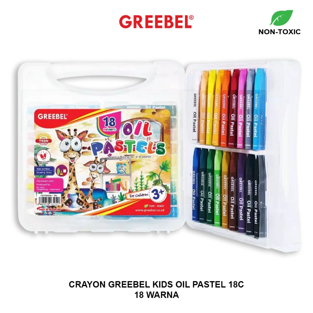 

Crayon GREEBEL 18 Warna / Crayon Kids Oil Pastel 18 Warna / Crayon Greebel 18C