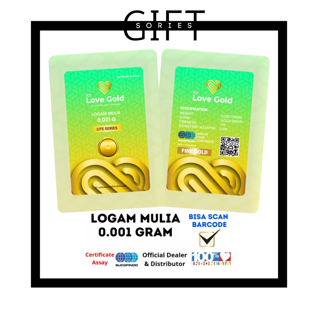 Logam Mulia Baby Gold 0.001 Gram | Emas Mini Love Gold Koleksi Mini & Hadiah Perayaan Gift Souvenir