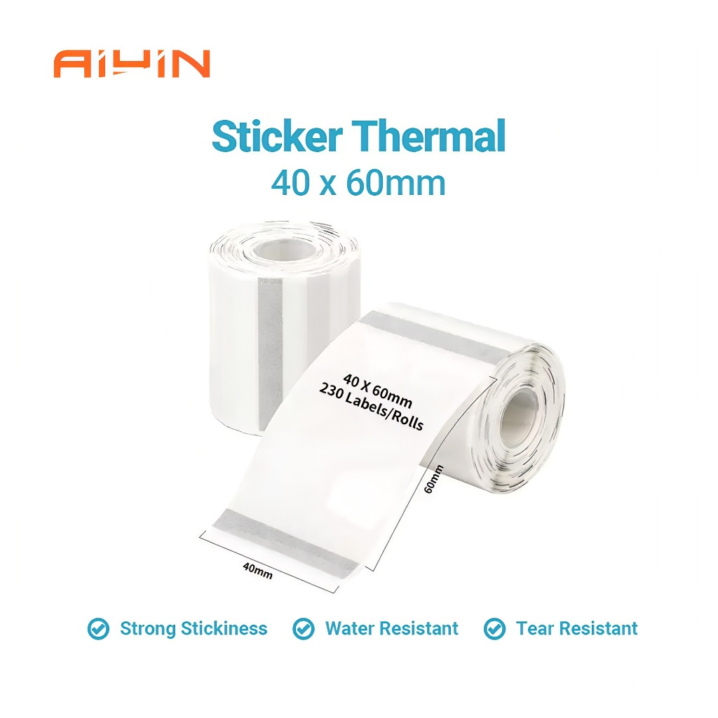 

AiYin Thermal Paper 40mm x 60mm 1.57'' x 2.36'' 130pcs/Roll Black on Transparent Label Transparan for AiYin ID240 AD240 E40 A81