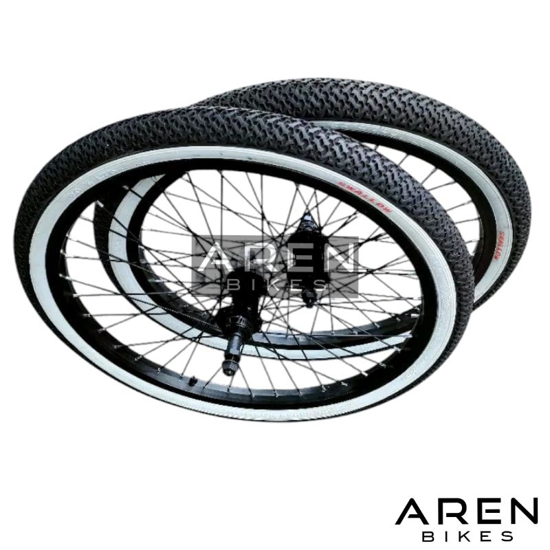 WHEELSET SEPEDA 20 INCH RODA JADI UKURAN 20" VELG RIM RIMS HUB JARI JARI BAN LUAR DALAM SWALLOW 20 x