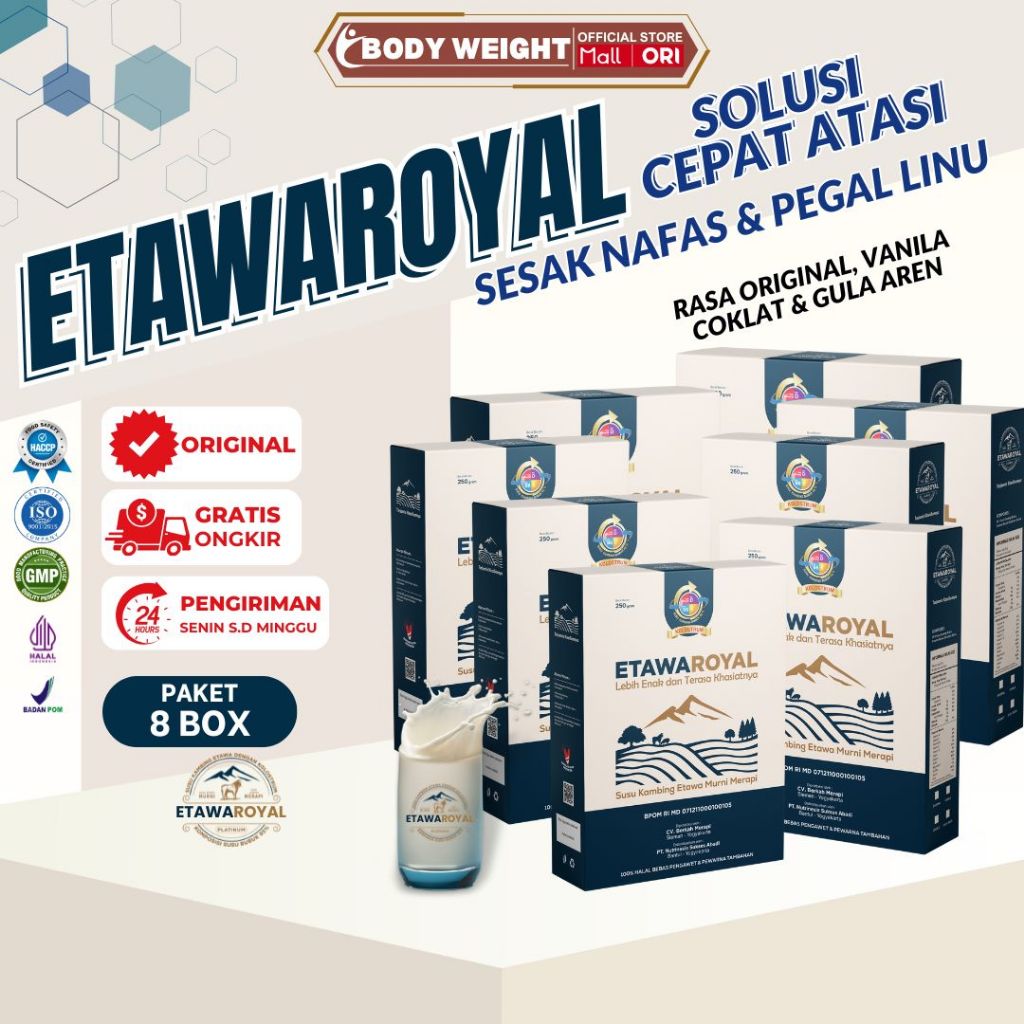 

ETAWAROYAL Platinum - Susu Kambing Etawa - Paket 8 Box Kemasan 250gr
