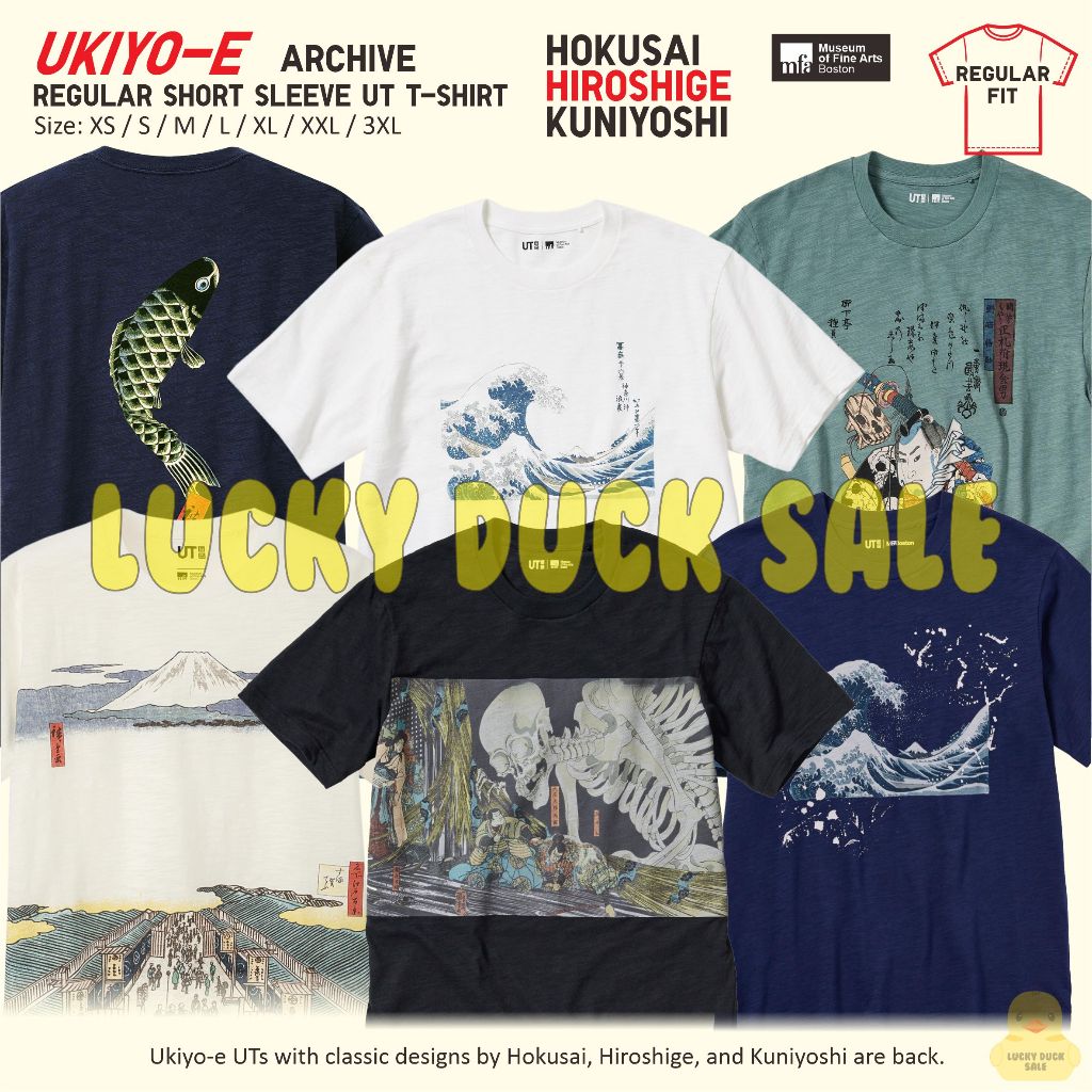 UNIQLO Ukiyo-e Lukisan Hokusai Hiroshige Kuniyoshi UT Shirt Kaos MFA Boston Iconic Japan Ukiyoe