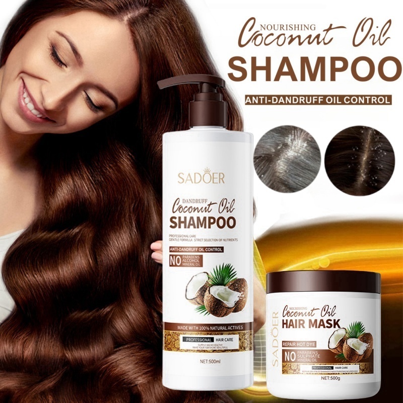 SADOER Shampo Anti Ketombe Shampo Kelapa Memperbaiki Kulit Kepala Kontrol minyak Sampo Penghilang ke
