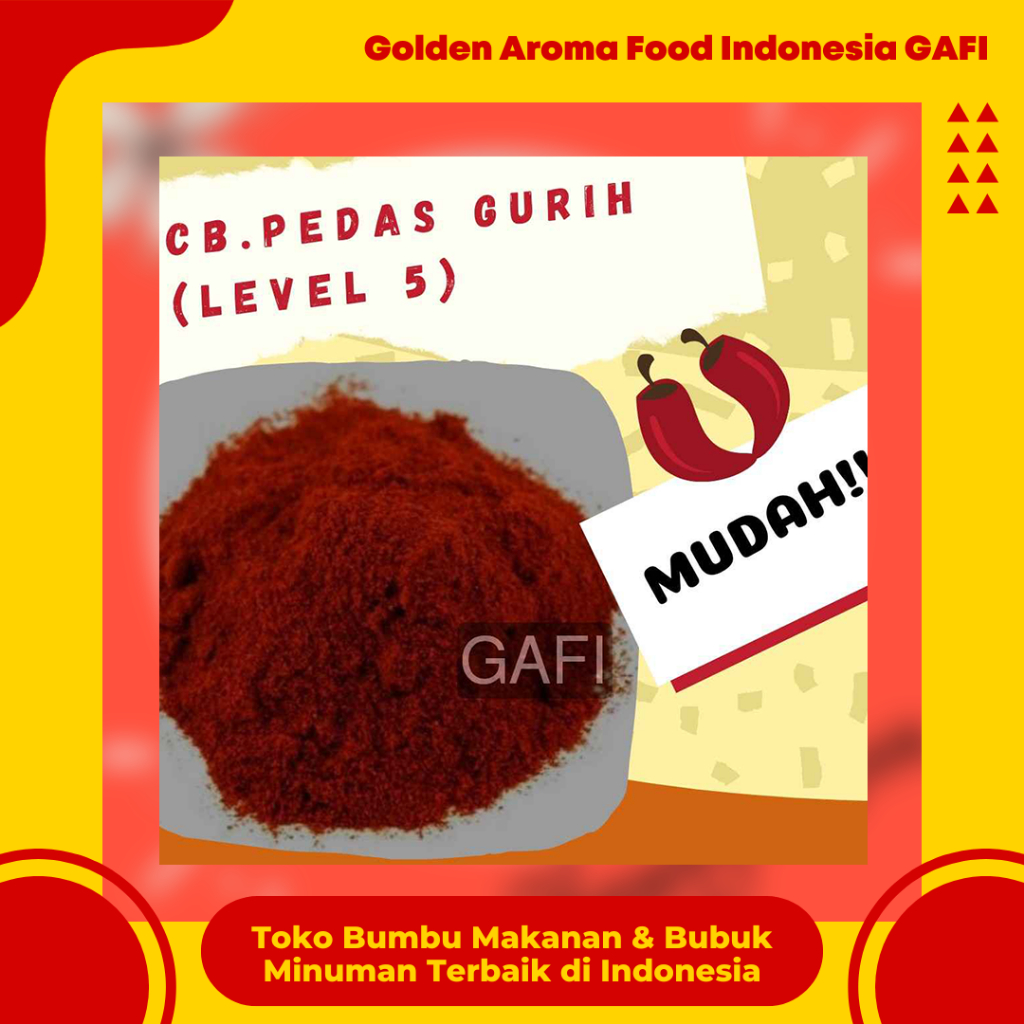 

GAFI Food Cabe Bubuk Pedas Asin Gurih (Level 5) 1 Kg Enak Murah Lezat Halal, Spicy Salty Savory Chili Powder (Level 5) 1Kg