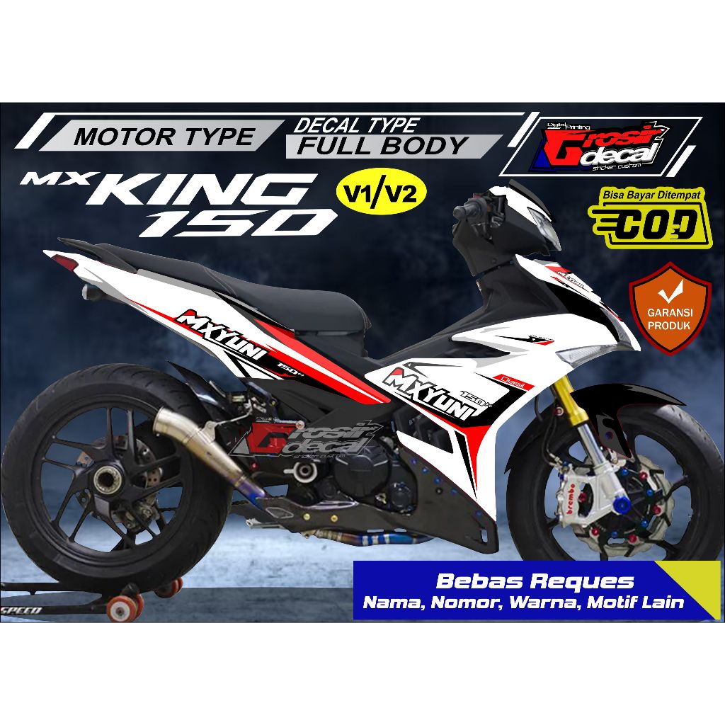 Decal Stiker MX KING 150 New / old Putih Full body Fullblok Free custom