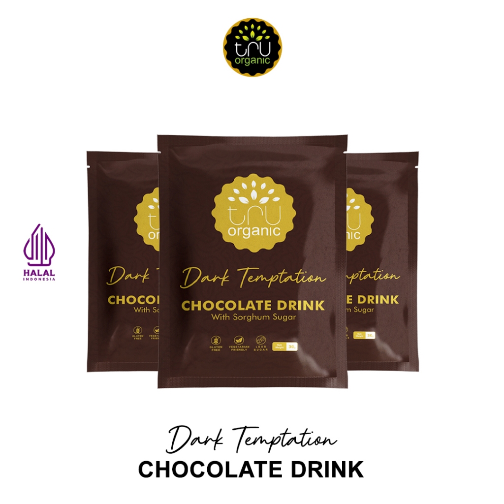 

TruOrganic Chocolate Dark Temptation 3 Sachet Minuman Cokelat Rendah Kalori dengan Gula Sorghum