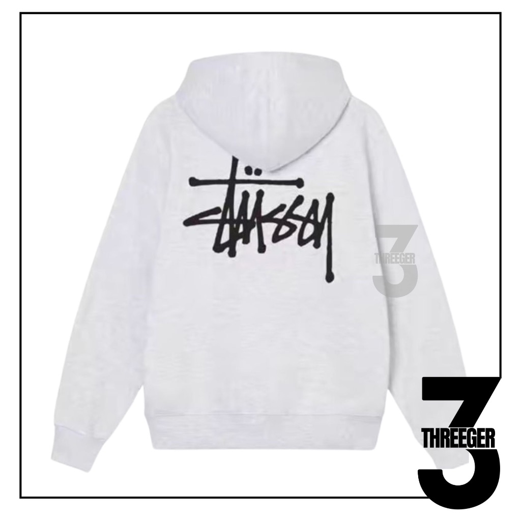 Stussy Basic Stussy Zip Hoodie Ash Heather Original Authentic
