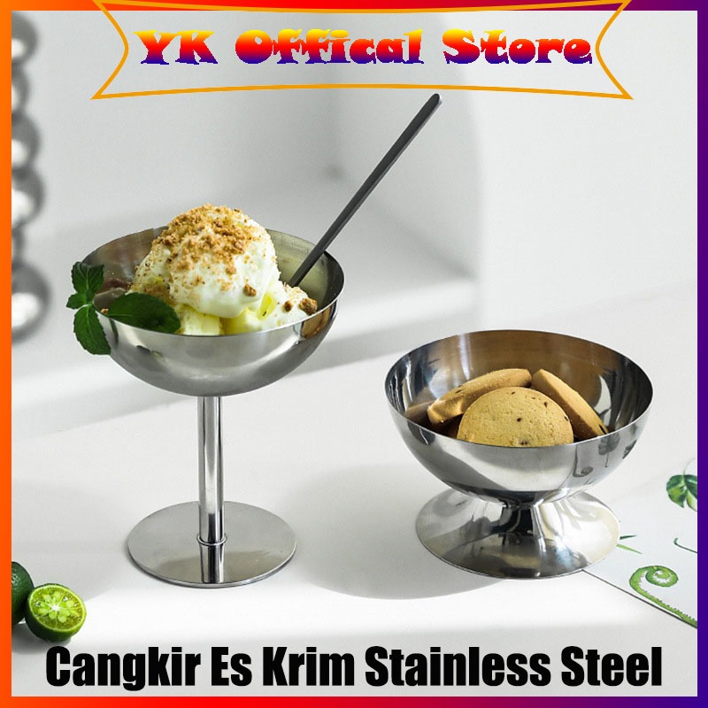 Cangkir Es Krim Stainless Steel Cangkir Makanan Penutup Kopi Cangkir Minimalis Estetika Ko Cangkir T