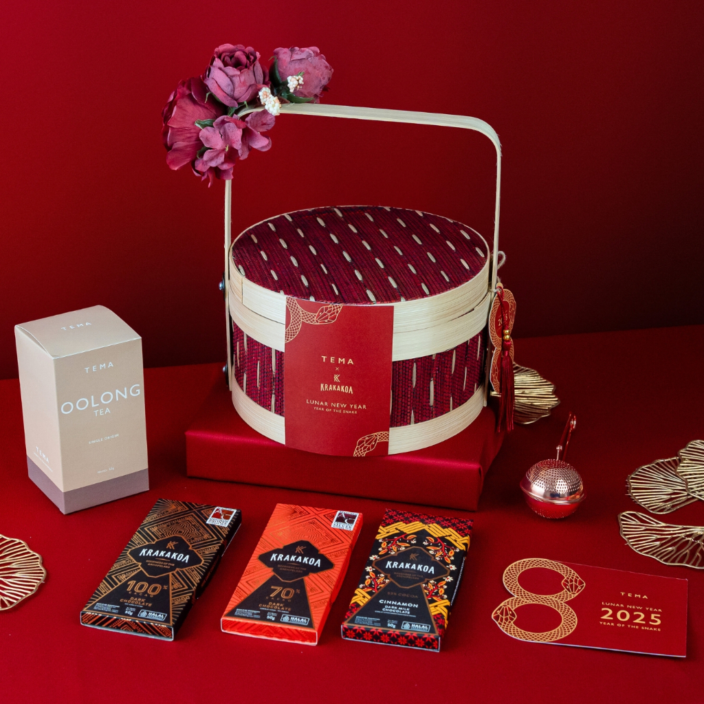 

TEMA Tea x KRAKAKOA - Chinese New Year WISDOM Small Hamper - Loose Leaf Tea, Strainer & Chocolate Gift Set - Hadiah Imlek Teh & Cokelat