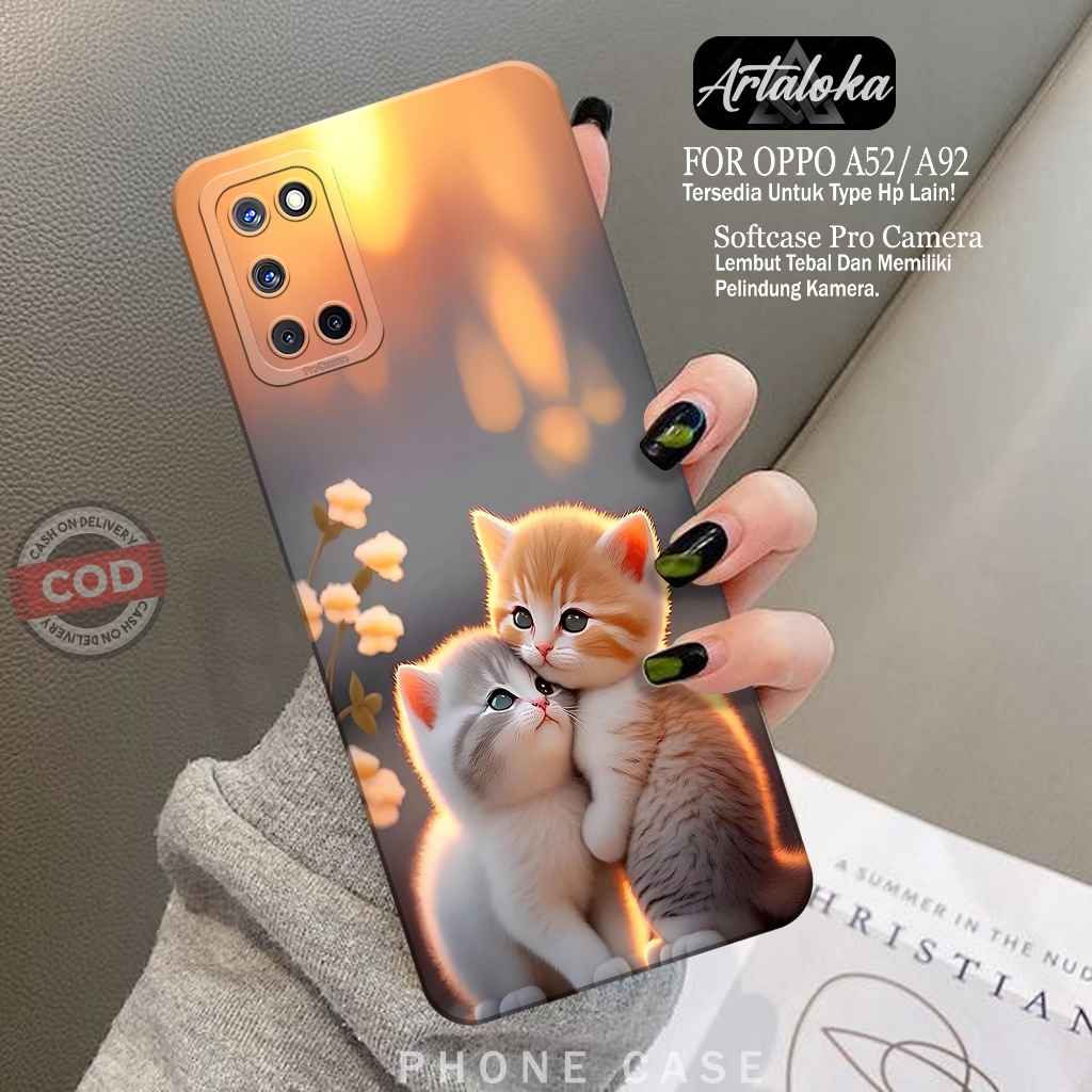 Softcase Hp OPPO A92/A52 Fashion Case Kucing Case OPPO A92/A52 Silikon TPU Pro Camera Casing OPPO A9