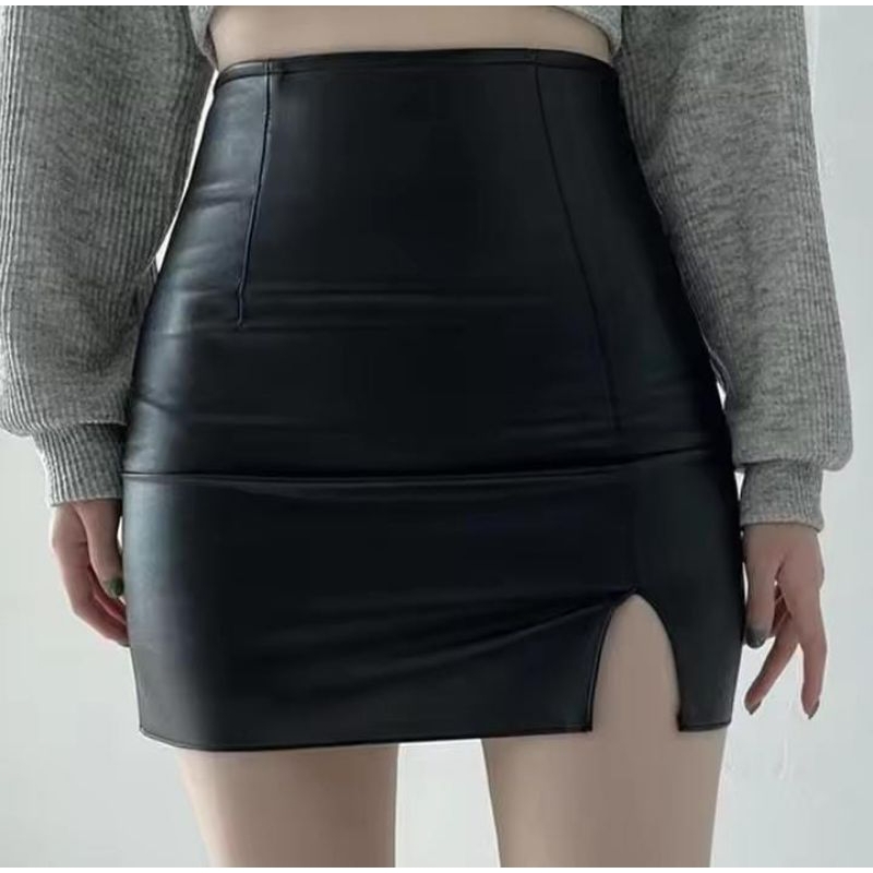 Rok kulit wanita / Rok korean style wanita / Rok kulit mini wanita / Rok Leather mini