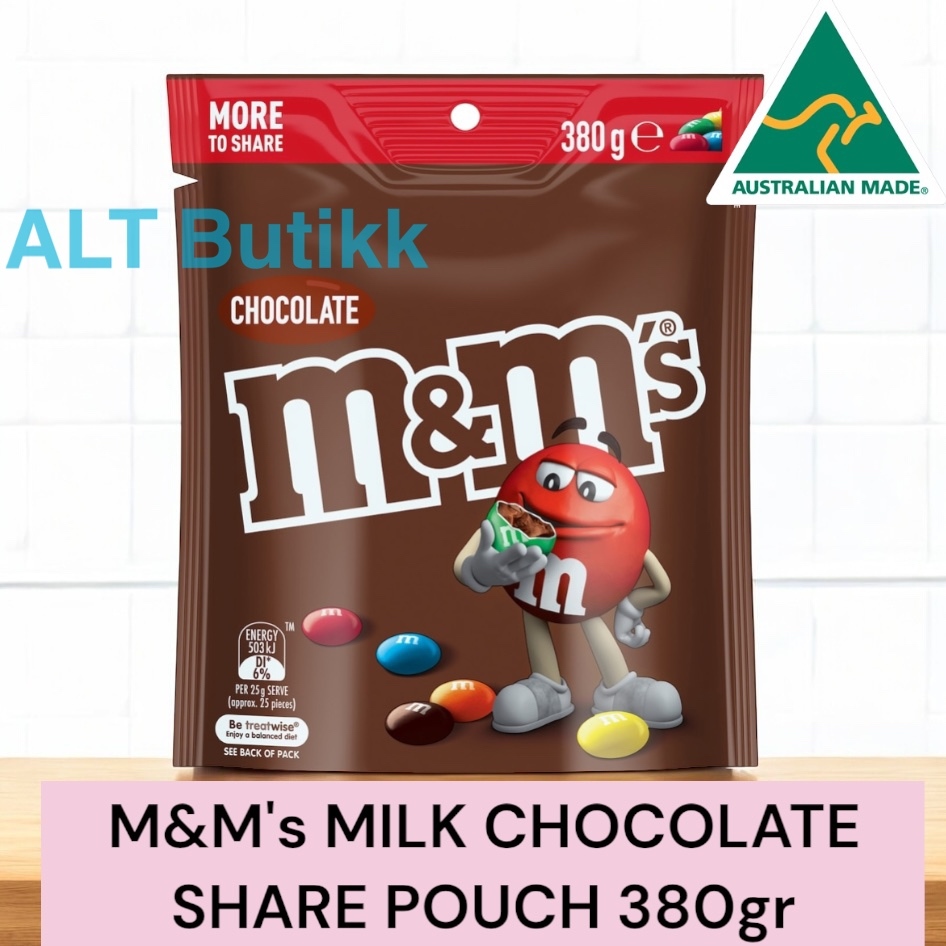 

M&M'S SHARE POUCH 380 GR | M&M MILK CHOCOLATE CANDIES | COKLAT MNM AUSTRALIA