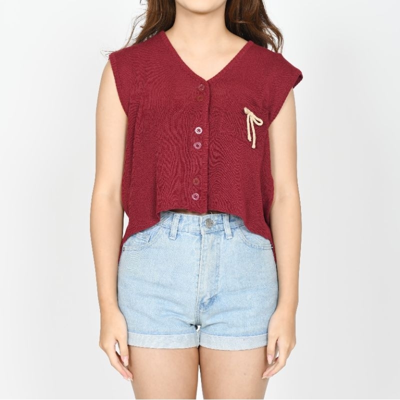 Kimmy Vest Knit/Spring Top Vest/Vest Rajut Kancing Wanita Berpita/Outer Rajut Wanita