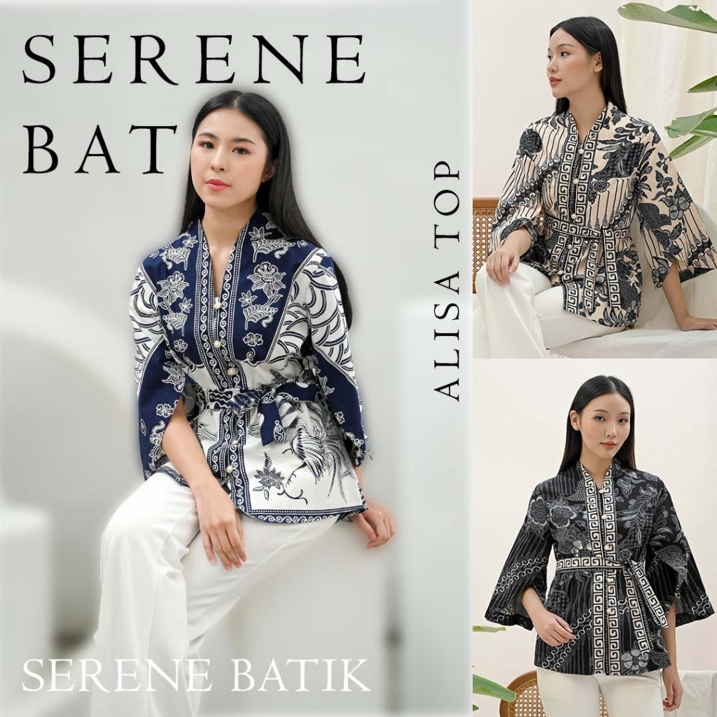 Alisa Kimono Batik Wanita - Baju Batik - Batik Modern - Batik Premium - Batik Murah - Atasan Blouse 