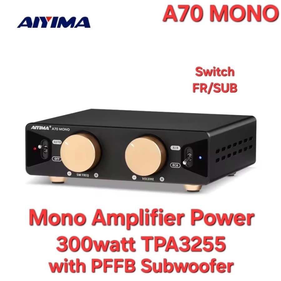 AIYIMA A70 Mono Amplifier Power 300W TPA3255 with PFFB Subwoofer for Home Sound Theater Trigger Inpu