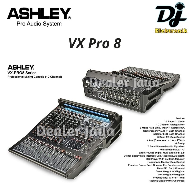 Mixer Analog Ashley VX PRO 8 / VX PRO8 - 8 channel