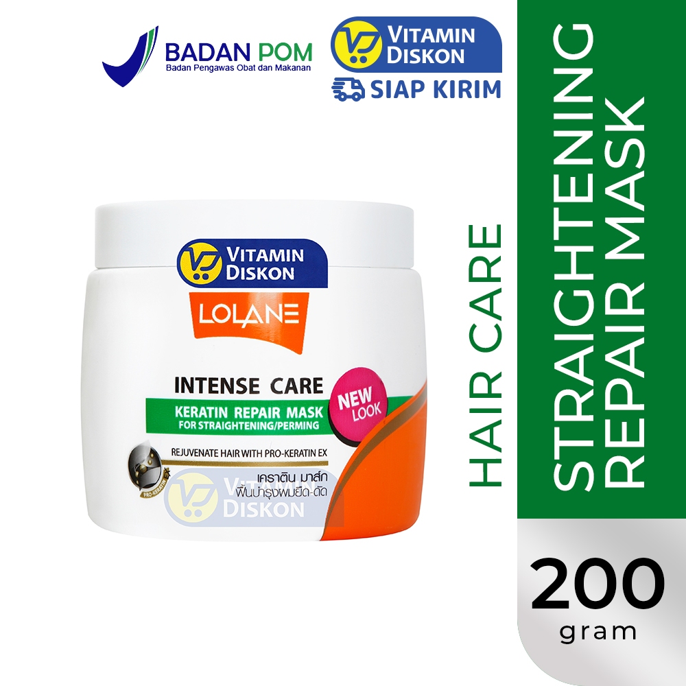 Lolane Intense Care Keratin Repair Mask For Straightening/Perming 200gr | Masker Anti Kusut, Rambut 
