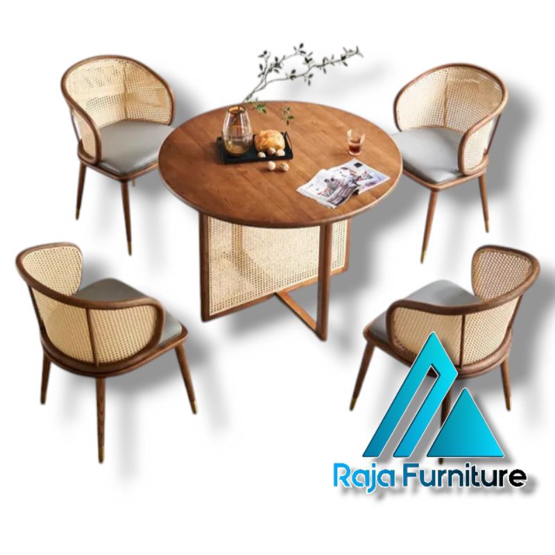 Raja Furniture Meja Kayu dengan Kombonasi Rotan