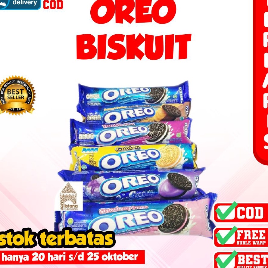 

BISKUIT OREO WAFER SANDWICH ROLL CREAM RED VELVET ALL VARIAN PER PCS NETTO 133 GR SNACK MAKANAN