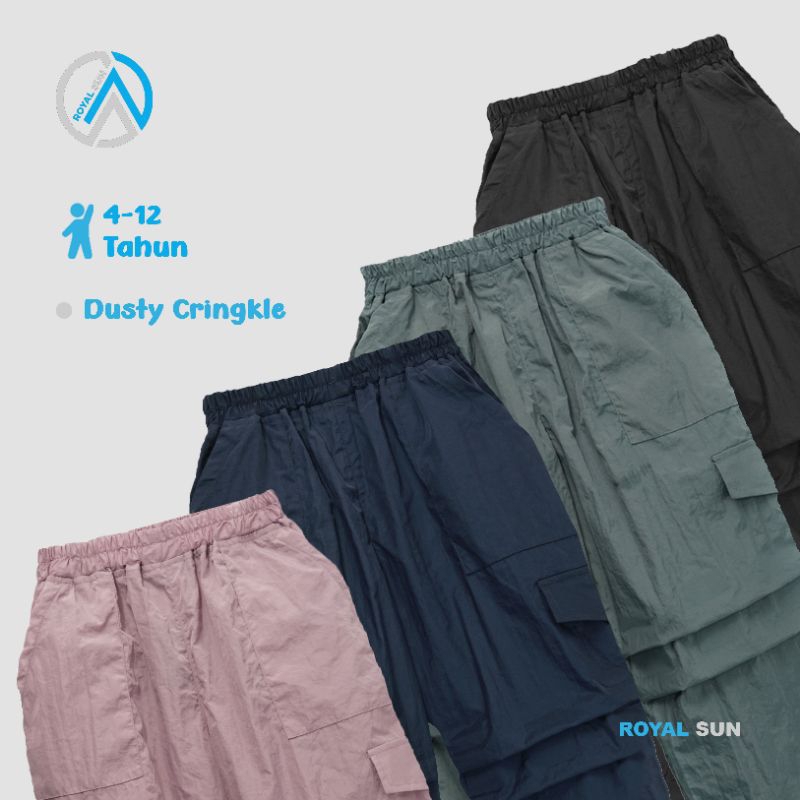 Celana Joger Cargo Anak | Dusky Crinkle | Laki-Laki Perempuan | Kids Pants | 4-12 thn | ROYALSUN