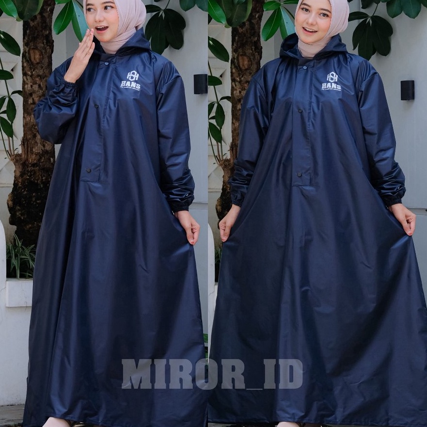 Jas Hujan Gamis Mantel Hujan Wanita Muslimah Syari Bahan Tebal Elastis Kuat Anti Rembes By HANS