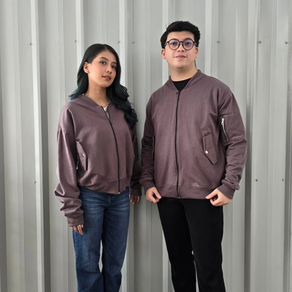 ( isi 2 pcs) Terbaru jaket hoodie BOMBER POLOS / Jaket couple pasangan terbaru / sweater couple pasa