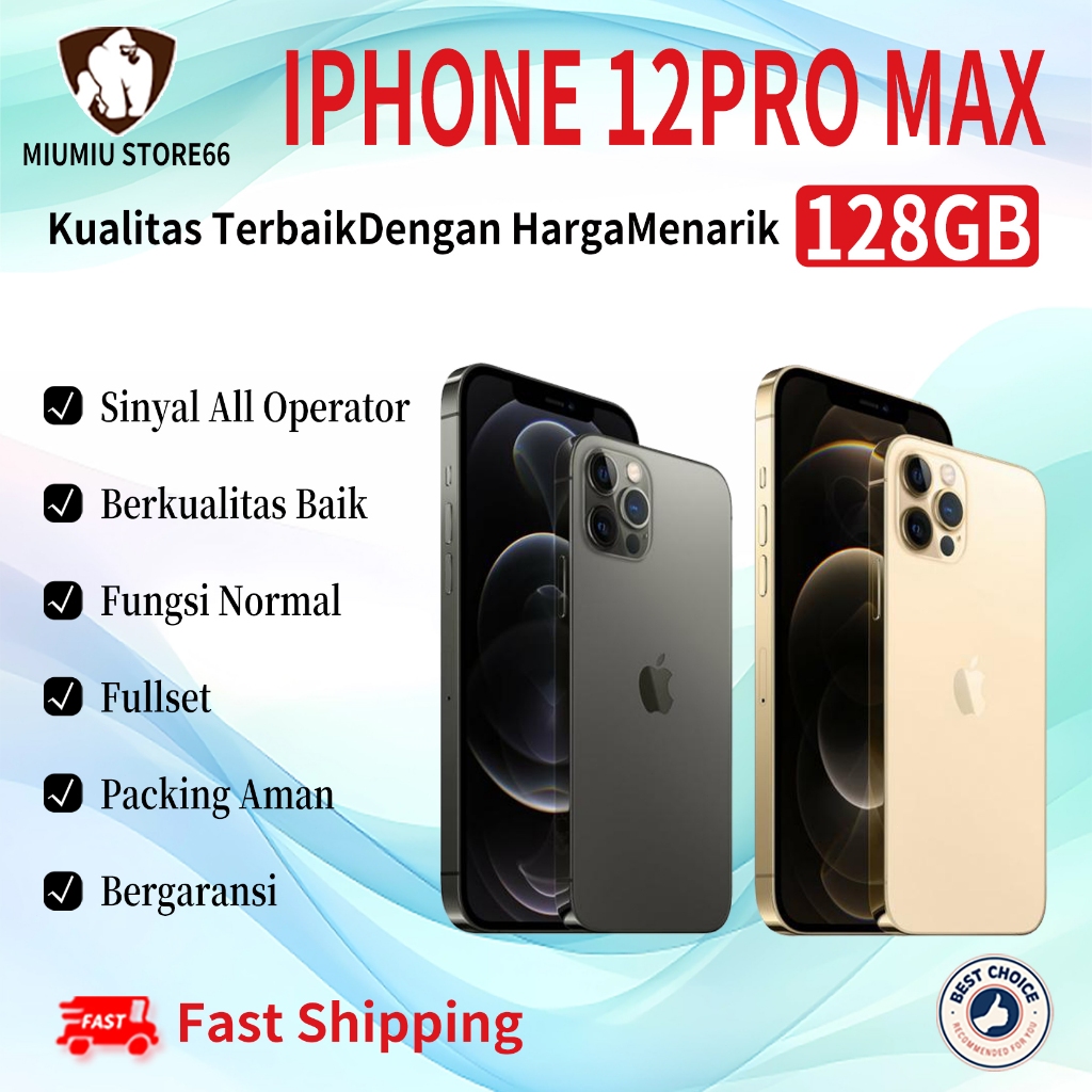 iPhone 12Pro Max 128GB Bekas Second Original100% All Sim Silent Fullset Mulus Hp 3utools All Green