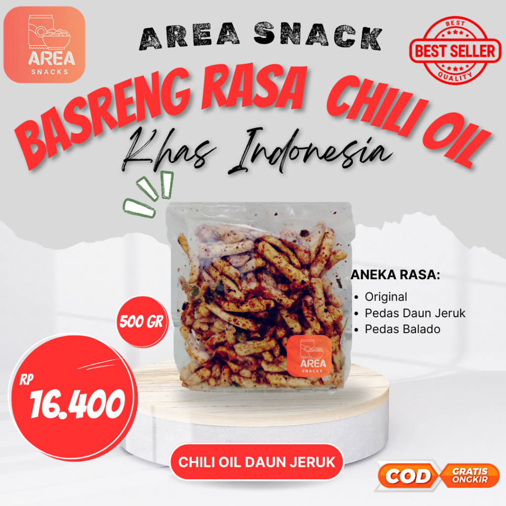 

BASRENG PEDAS CHILI OIL DAUN JERUK 500 GRAM 500gr 500gram SUPER ENAK DAN PEDAS