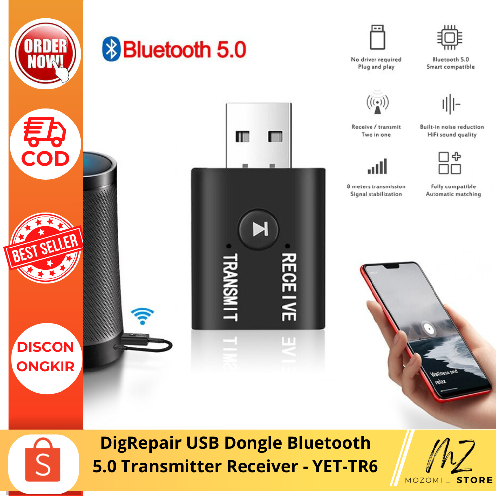 DigRepair USB Dongle Bluetooth 5.0 Transmitter Receiver / AV Receiver