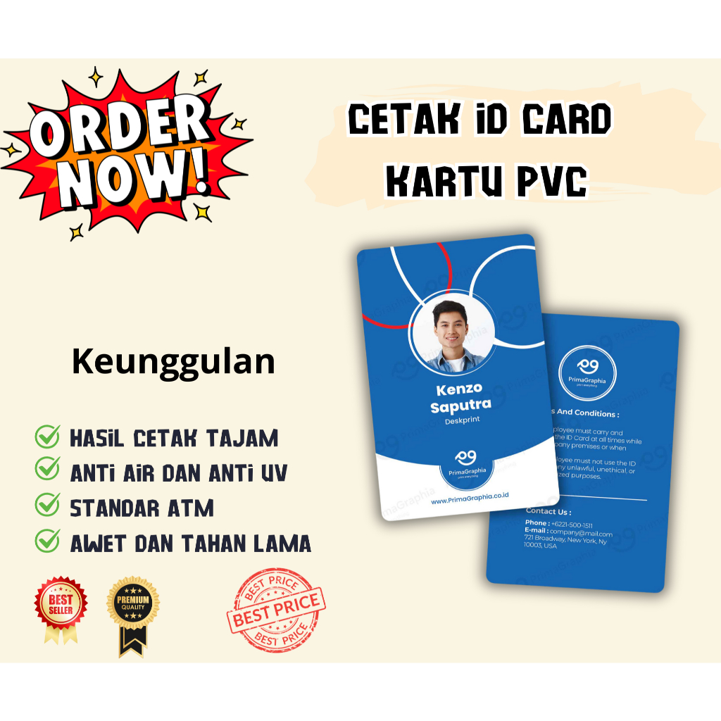 

CETAK KARTU ID CARD PVC/ KARTU VISITOR / MEMBER CARD / KARTU PELAJAR / KARTU PEGAWAI STANDAR ATM