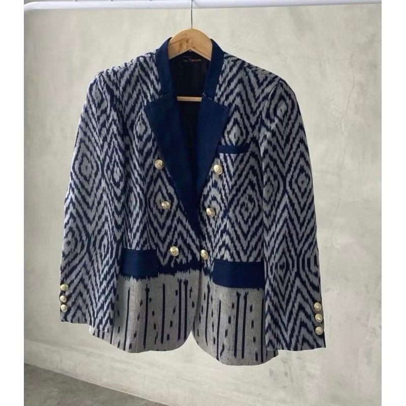 Blazer tenun jepara, blazer wanita blazer ethnic wanita tenun blangket jepara