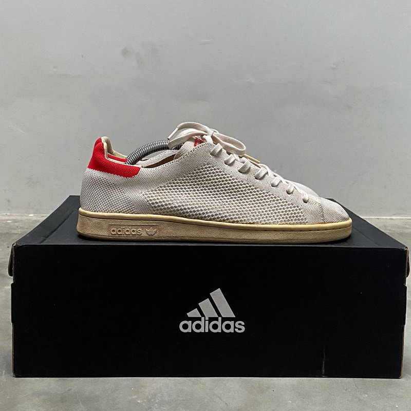 Adidas Stan Smith Primeknit White Red | Sepatu Sneaker Spokat Putih Second Branded Bekas