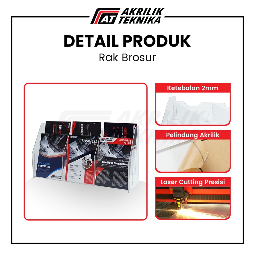 

Promo Rak Brosur A6 2 Susun 3 Baris Akrilik / Display Menu Meja / Acrylic Flyer Holder