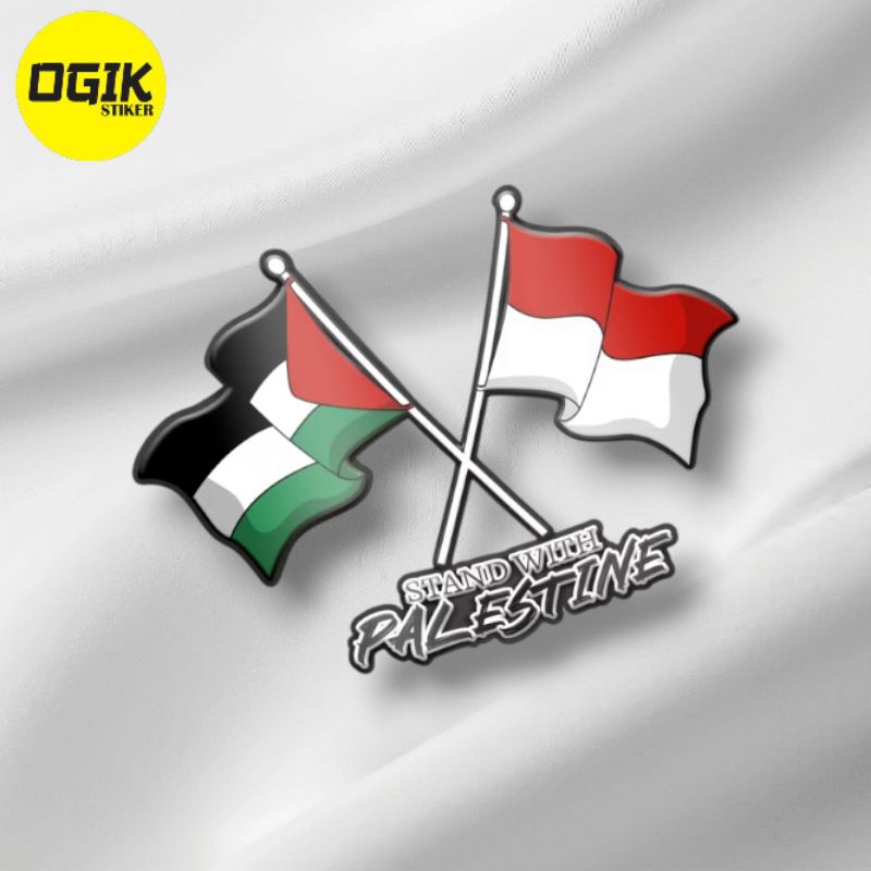 sticker cutting bendera indonesia palestina,, stiker motor, helm, hp, laptop, dll