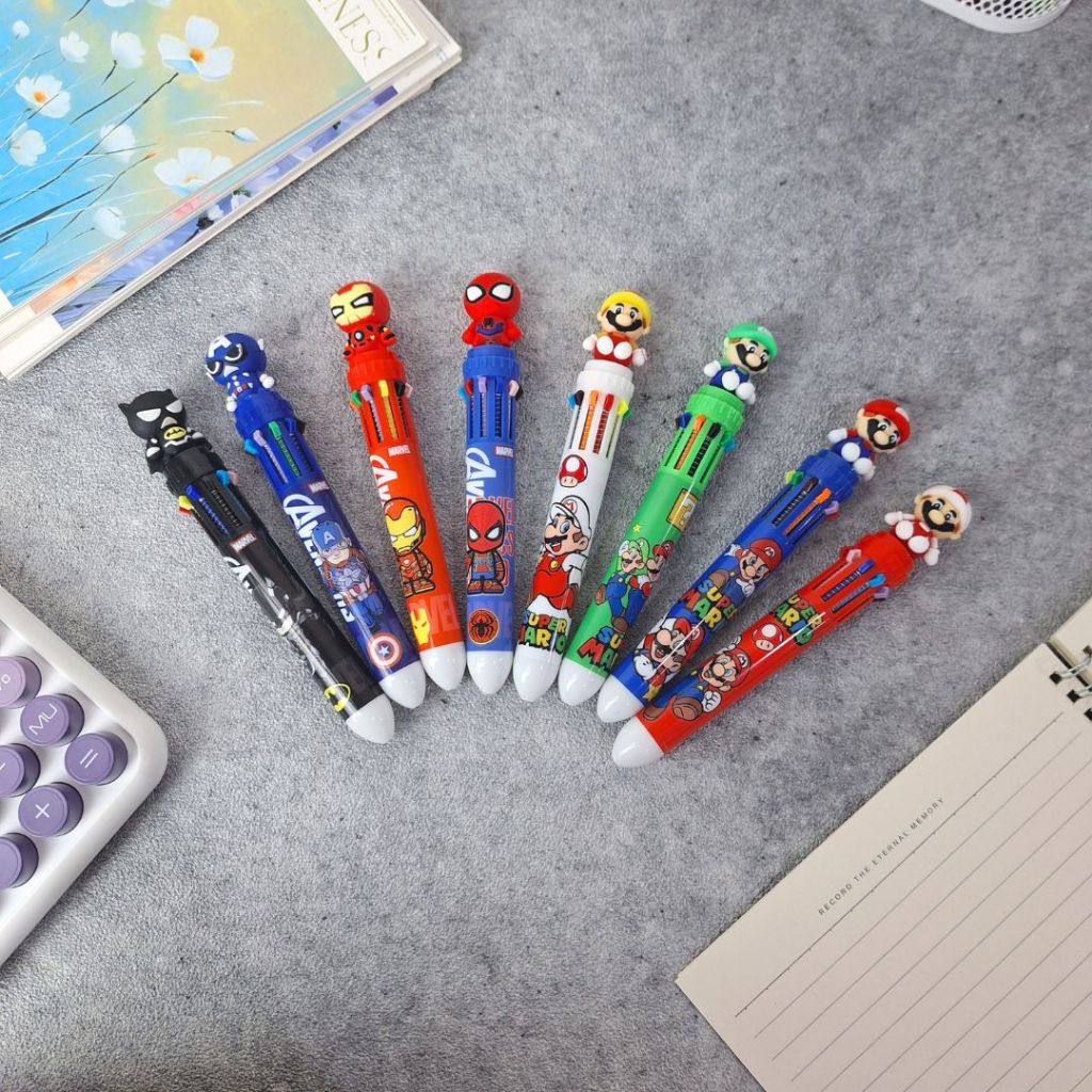 

Pulpen 10 warna dengan Banyak Motif dan Karakter Lucu / Pulpen 10 in 1