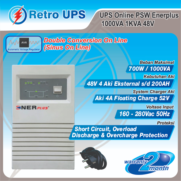 UPS Online PSW Enerplus 1000VA 1KVA 48V Bergaransi