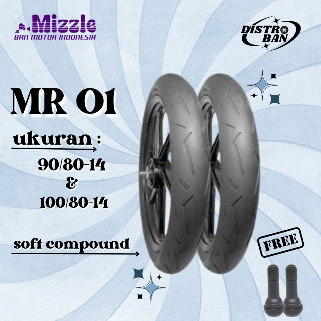Ban Mizzle MR01 Satuan/Sepasang Soft Compond 90/80 & 100/80 Ring 14 Tubles Vario Beat Scoopy