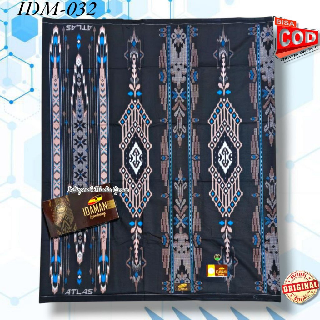 SARUNG ATLAS IDAMAN KEMBANG Super Premium 555 Original 100% MOTIF songket BHS SGE Putih Gold Katun